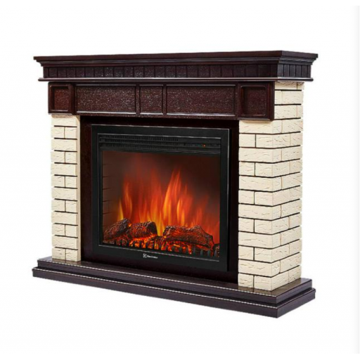 Каминокомплект: Очаг Electrolux EFP/P-3020LS N, портал Брикс 30 камень бежевый, шпон темный дуб